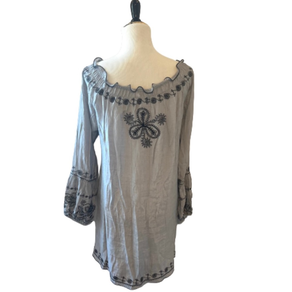Easley Grey Embroidered Long Sleeve Dress, NWT - Picture 9 of 11